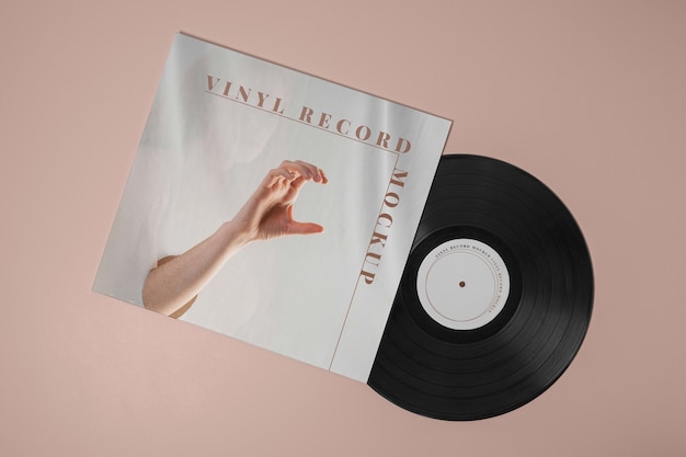 PSD disco de vinilo plano con tapa