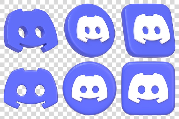 Discord App Icons in Blau und Schwarz 3D-Rendering-Illustration