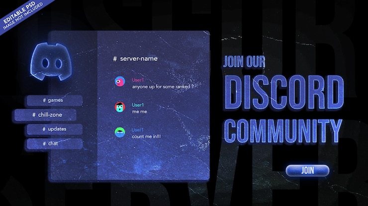 PSD discord-server-mockup-grunge-design-promo-banner