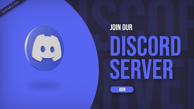 PSD discord-server-promo-banner mit symbol im 3d-stil