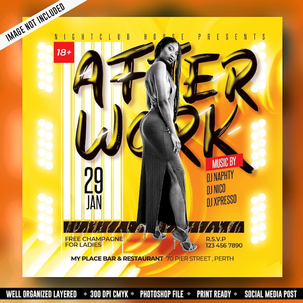 Discothèque After Work Flyer Template Bannière De Médias Sociaux