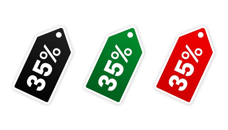 PSD discount 35 percent sign tag element set design psd file transparent