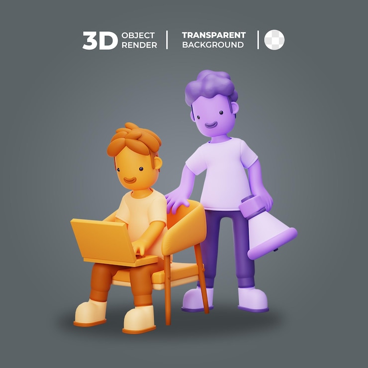 PSD discusión del equipo de marketing 3d
