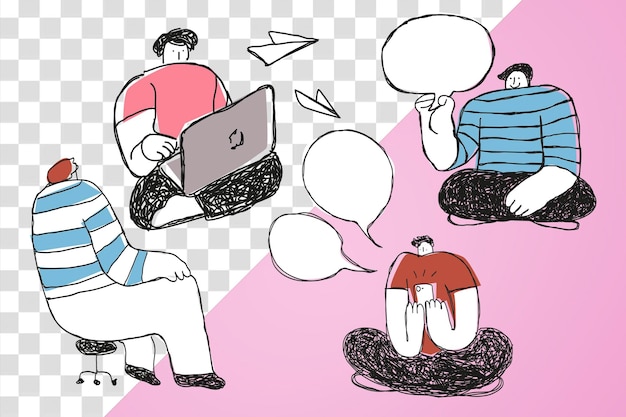 Discussion de travail png jeu d'icônes d'affaires de dessins animés