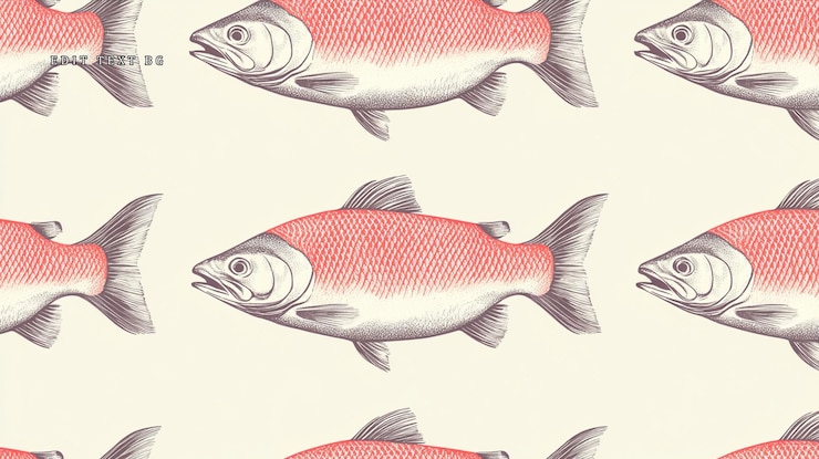 PSD disegni senza cuciture di pesci salmone rosso