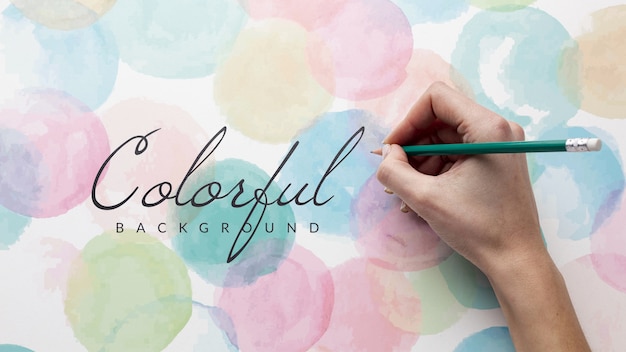 Disegno ad acquerello con mock-up