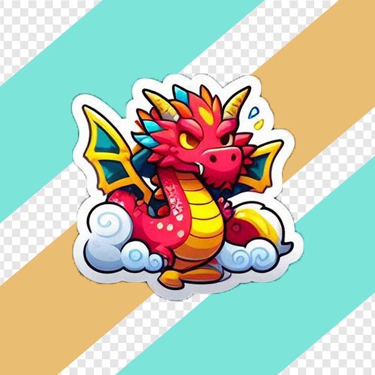 PSD disegno animato di un adesivo del drago