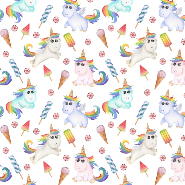 Disegno con unicorni e dolciumi