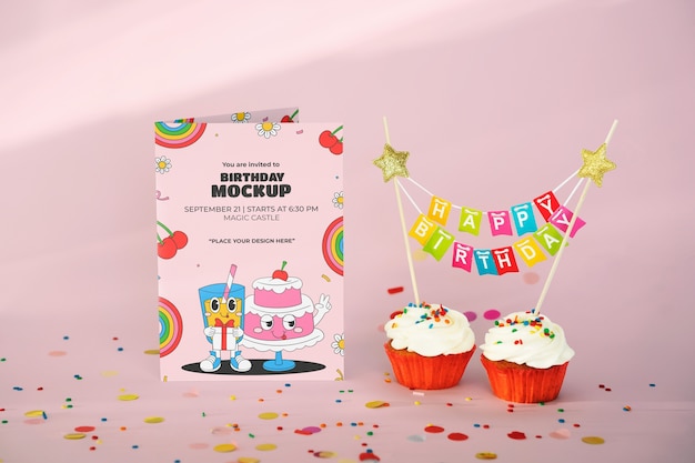 Disegno del mockup della carta di compleanno