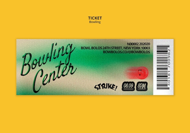 Disegno del modello del biglietto da bowling