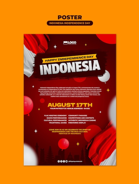 Disegno del modello del giorno dell'indipendenza dell'Indonesia
