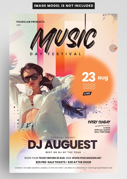 Disegno del modello del volantino per l'evento musicale