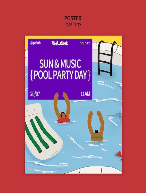 Disegno del modello della festa in piscina