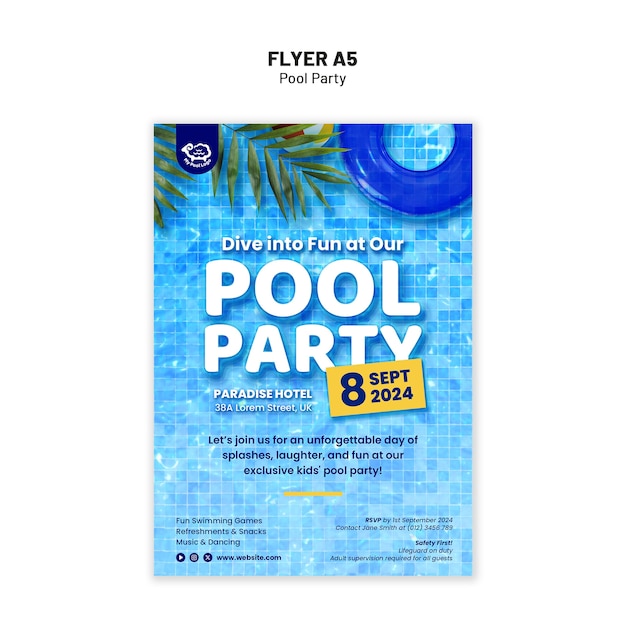 Disegno del modello della festa in piscina