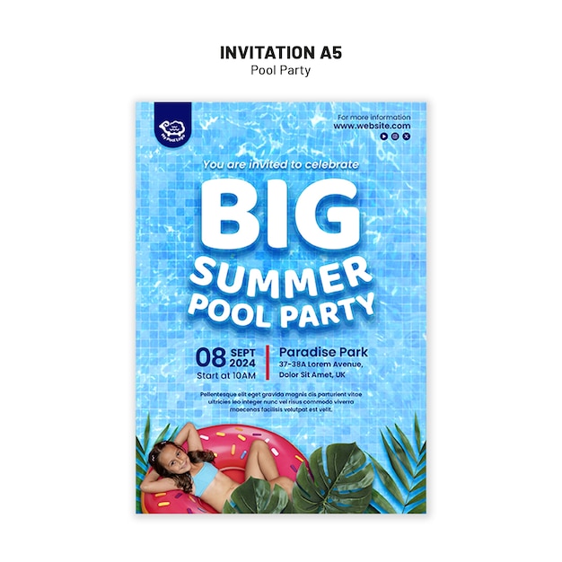 Disegno del modello della festa in piscina