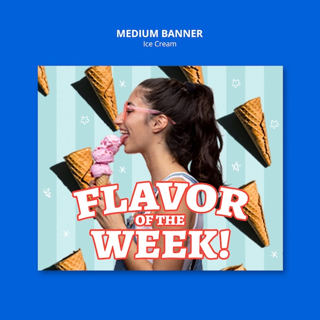 Disegno del modello di banner di gelati medi
