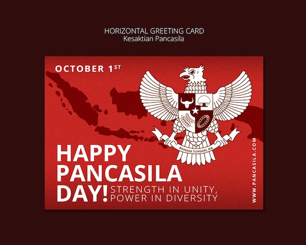 Disegno del modello di biglietto di auguri Kesaktian pancasila