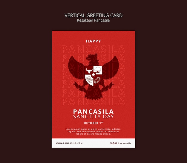 Disegno del modello di biglietto di auguri Kesaktian pancasila