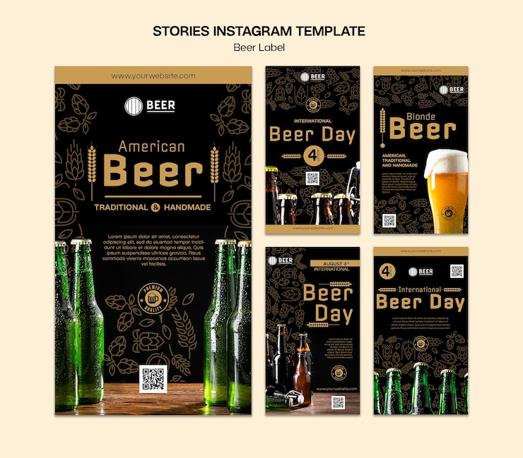 PSD disegno del modello di etichetta della birra