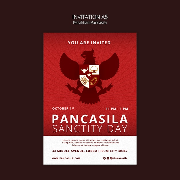 Disegno del modello di invito Kesaktian pancasila