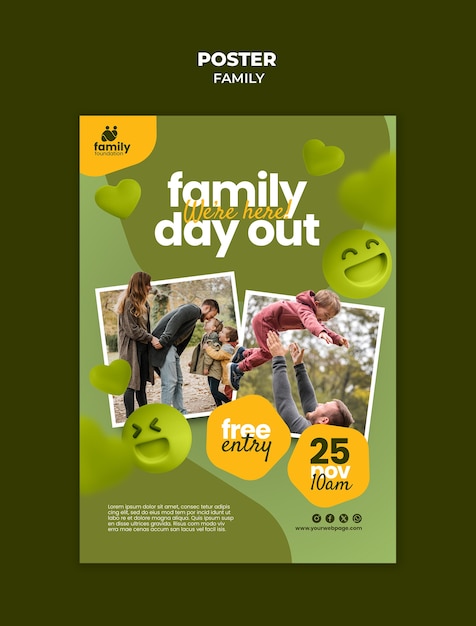 Disegno del modello di poster per la famiglia