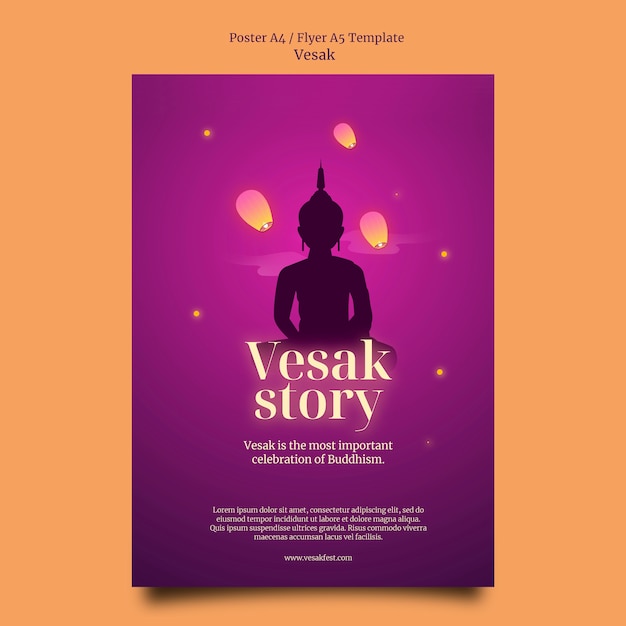 Disegno del modello di poster vesak sfumato
