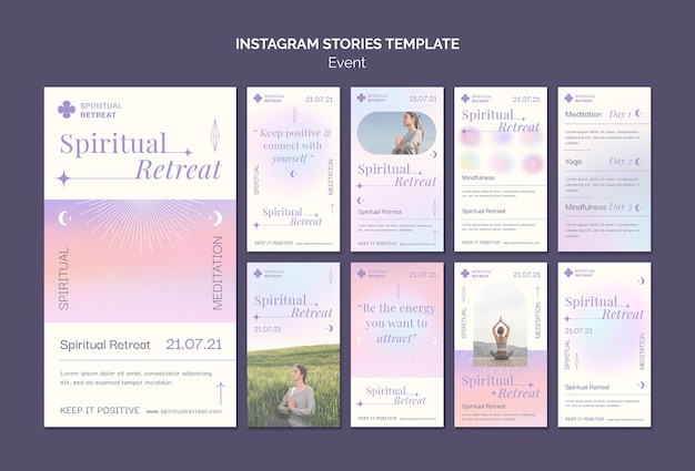 Disegno del modello di storie di instagram di eventi di ritiro spirituale