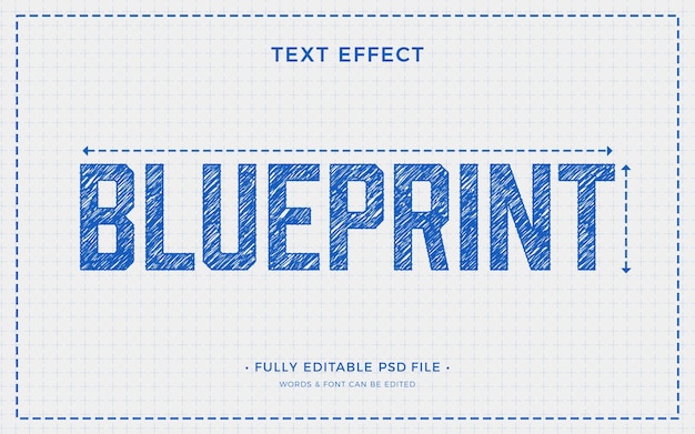 Disegno del testo con stampa blu