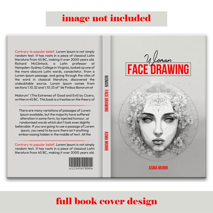 PSD disegno della copertina del libro woman face disegnato da asma munir