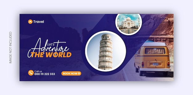 Disegno di copertina Facebook per le vacanze di viaggio o modello di progettazione di banner web