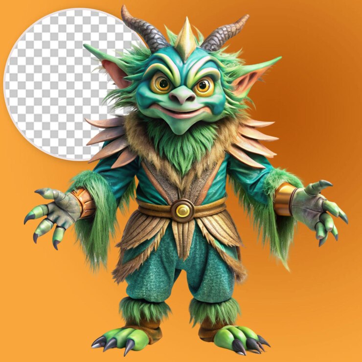 PSD disegno di costume creatura leggendaria cartone animato