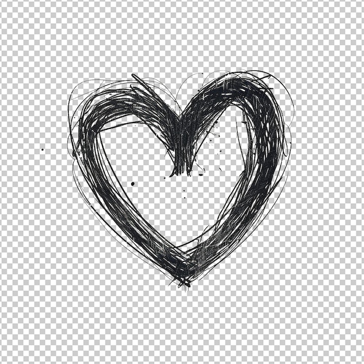 PSD disegno di cuore d'argento png