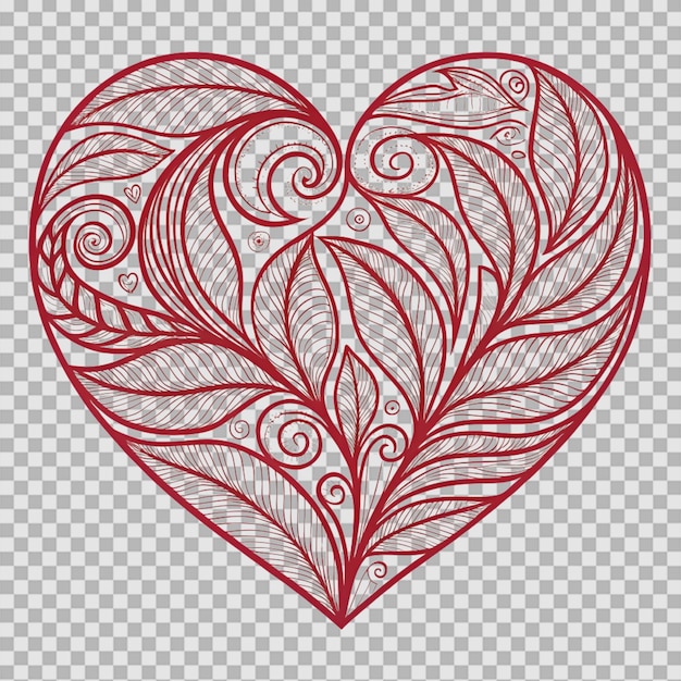 Disegno di cuore rosso ornato