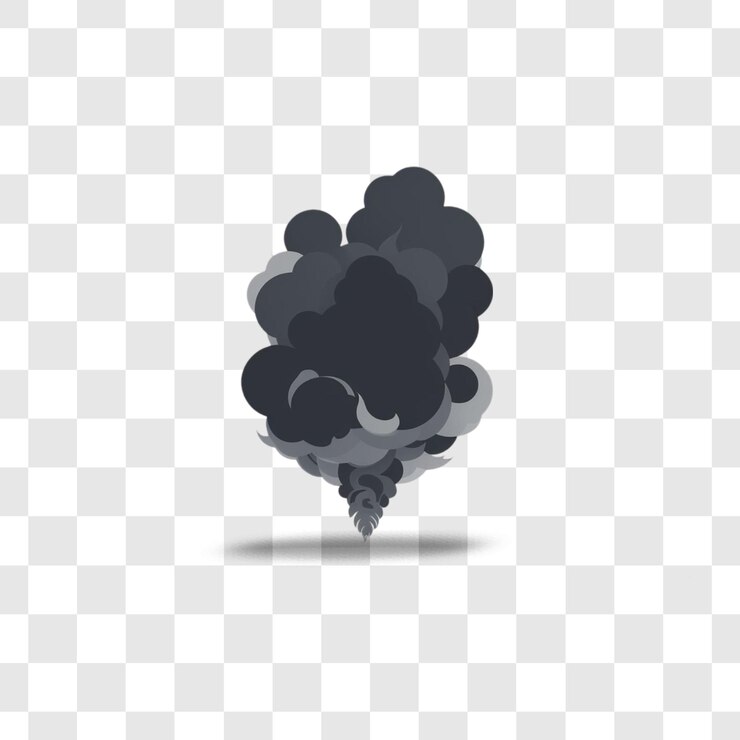 PSD disegno di esplosione di fumo rendering isolato rendering piatto illustrazione sfondo trasparente