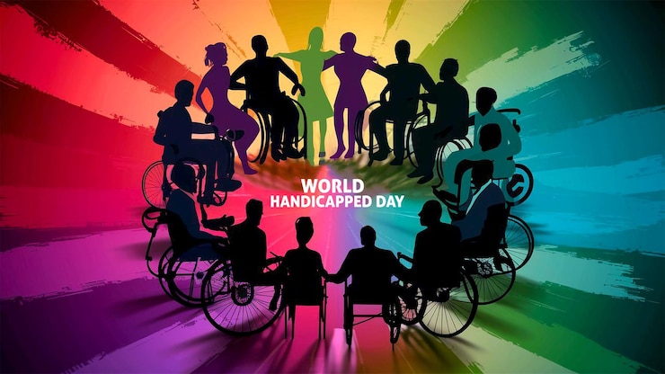 PSD disegno di illustrazione piatta per la giornata internazionale delle persone con disabilità