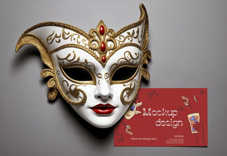 PSD disegno di maschera di carnevale veneziano