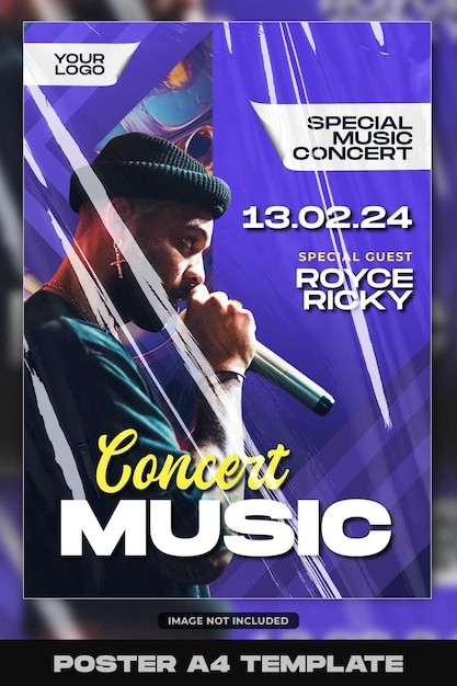 Disegno di modelli di poster di concerti musicali minimalisti