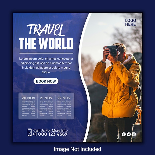 Disegno di modello di banner per annunci promozionali di agenzie turistiche e di viaggio