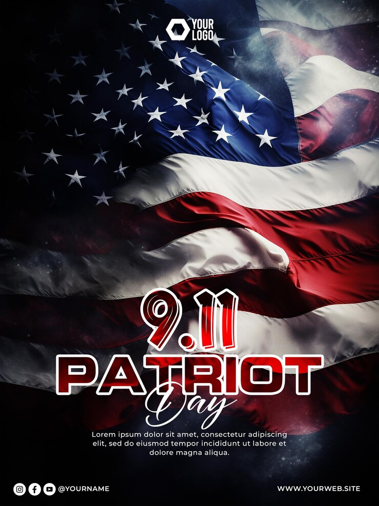 PSD disegno di poster per i social media post patriot day 911 stati uniti