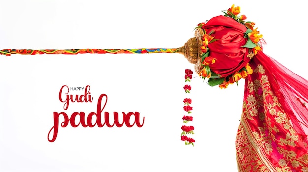 Disegno di schede di celebrazione del Nuovo Anno Lunare di Gudi Padwa nel Maharashtra, India