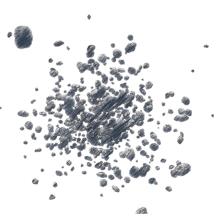 PSD disegno di sfondo trasparente isolato cintura di asteroidi