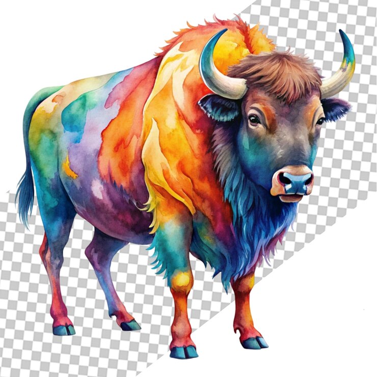 PSD disegno di un toro arrabbiato su uno sfondo trasparente