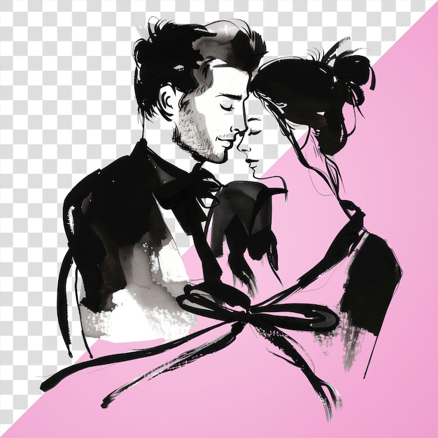 Disegno illustrativo di una coppia d'amore in PNG