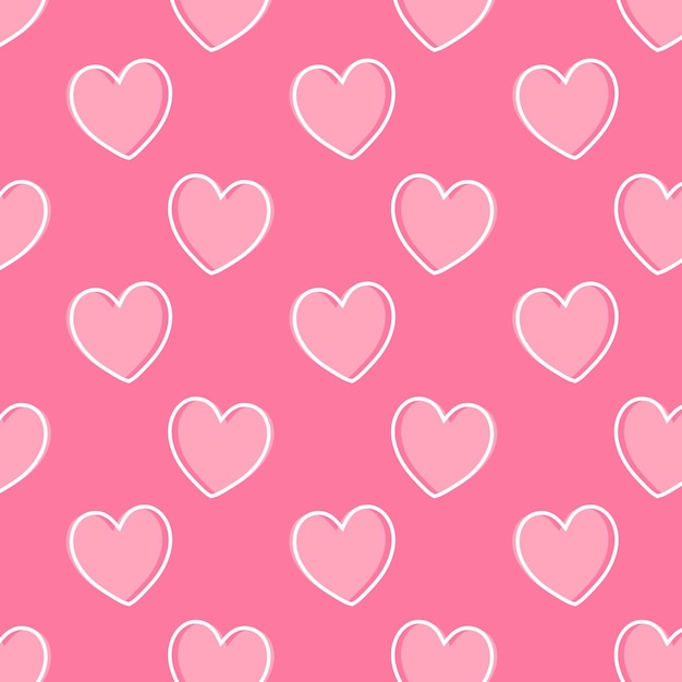Disegno ripetitivo con cuori rosa su uno sfondo rosa