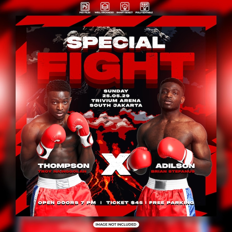 PSD disegno speciale di poster di boxe di combattimento