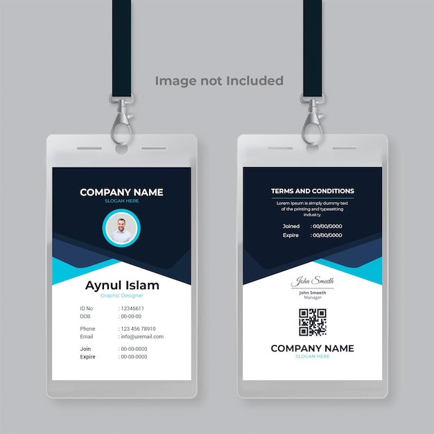 Disegno unico e creativo del modello di carta d'identità per l'ufficiale dipendente dell'azienda.