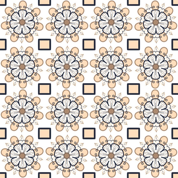 PSD disegno versatile di modelli di piastrelle con illustrazioni di fiori d'epoca
