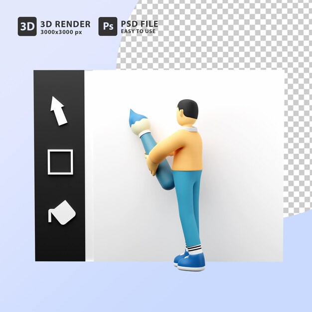 PSD diseñador digital de ilustración 3d en el monitor