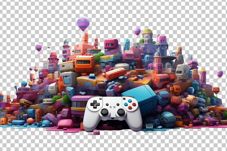 PSD diseñadores de videojuegos desarrollo de juegos aislados en un fondo transparente