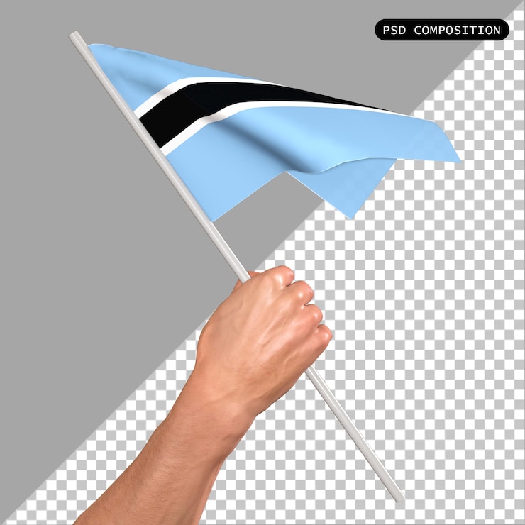 PSD diseño en 3d de la bandera del país botswana y elegante ilustración aislada en 3d